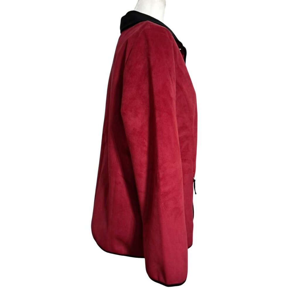 Alfred Dunner Jacket Womens 12P Crimson Faux Suede Ebony Trim NWT 90s 2000s - Picture 8 of 10